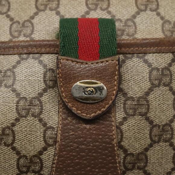 GUCCI GG Supreme Web Sherry Line Bag Pvc Beige Gold 89 02 032 - Picture 14 of 16